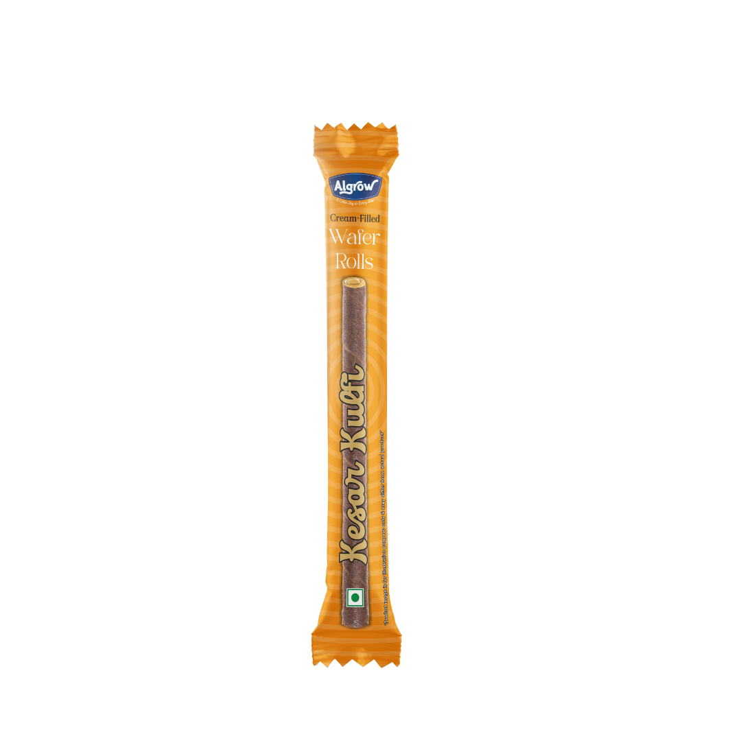 Algrow Kesar Kulfi Wafer Roll Stick (JAR OF 40 PIECES)