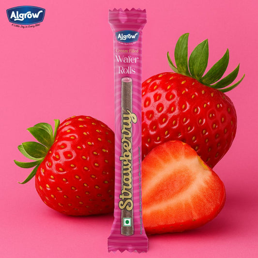 Algrow Strawberry Wafer Roll Stick (JAR OF 40 PIECES)