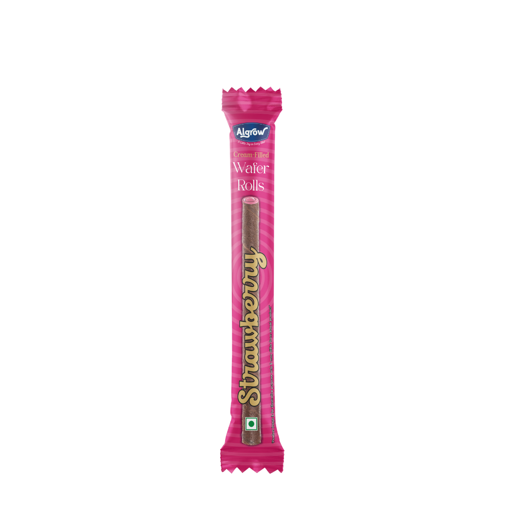 Algrow Strawberry Wafer Roll Stick (JAR OF 40 PIECES)